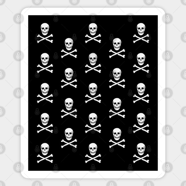 Skull & Crossbones / Jolly Roger (Pattern / White) Magnet by MrFaulbaum